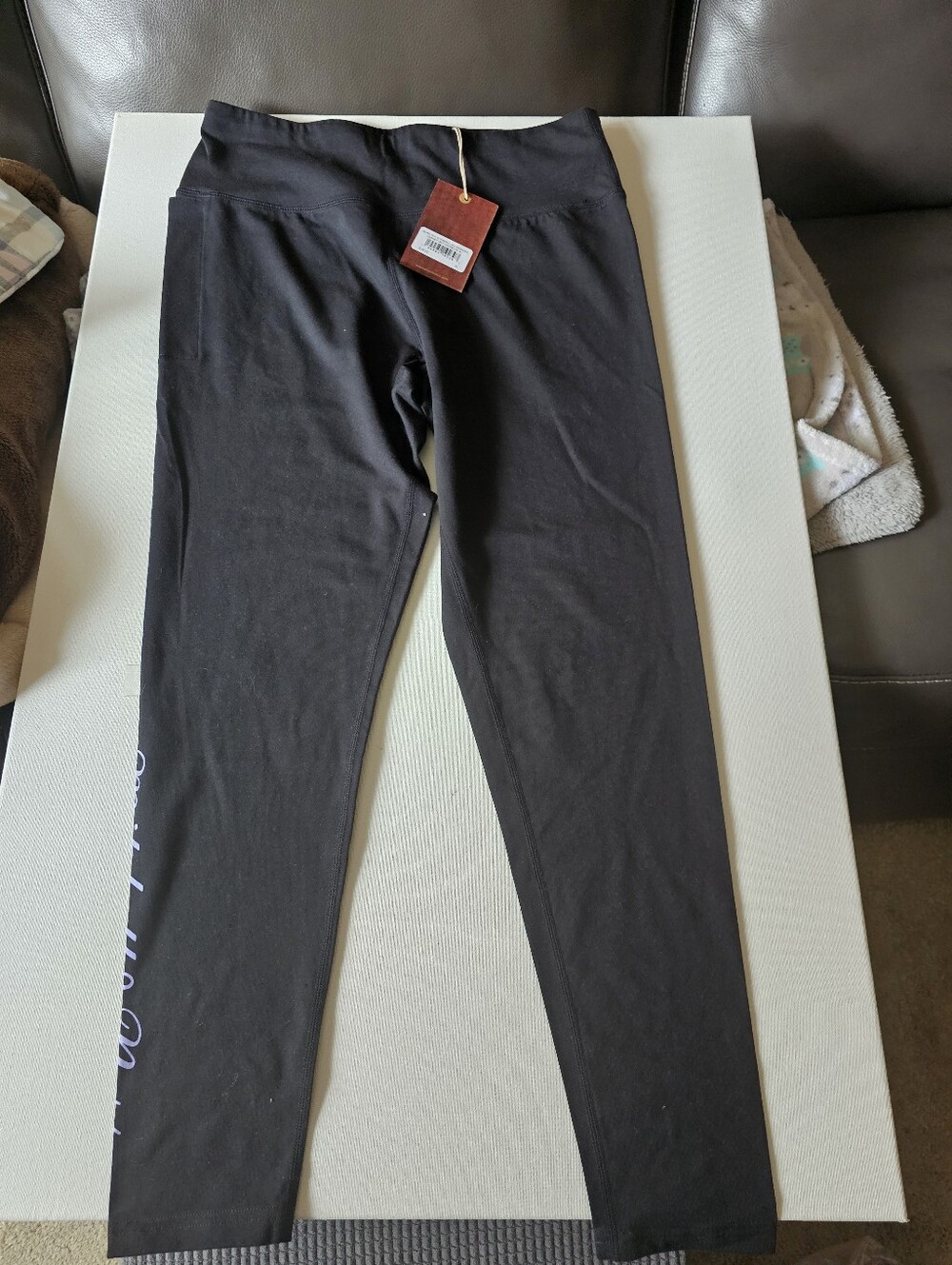 Mitchell & Ness Black Womens Leggings with Side Script Xl
